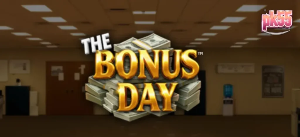 Tampilan visual slot The Bonus Day dengan tema kantor yang ceria